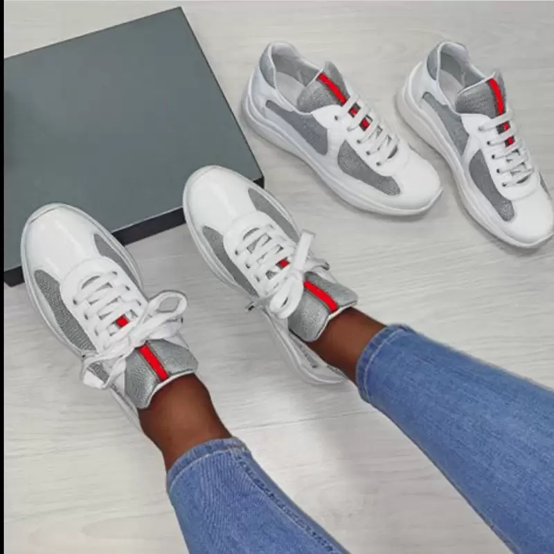

Sports Design Americas Cup men Sneakers Shoes Patent Leather Nylon Top Luxury Mens Skateboard Runner Casual Outdoor Walking