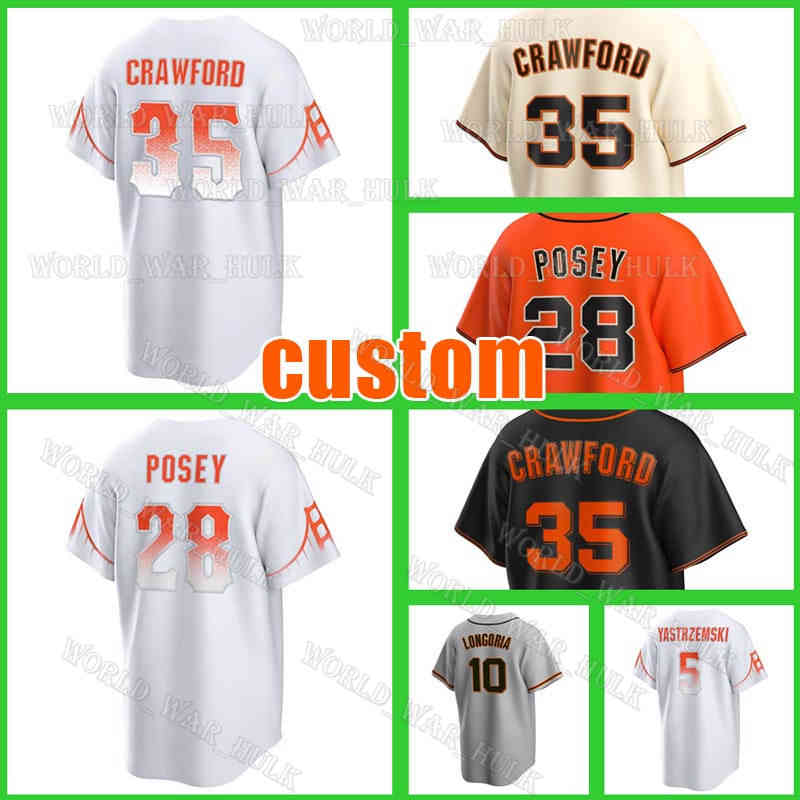

35 Brandon Crawford Jersey Barry Bonds Baseball San Francisco Buster Posey Evan Longoria Giants 5 Mike Yastrzemski Brandon Belt Joc Pederson Joey Bart Logan Webb Men, Men custom cool base(j r)