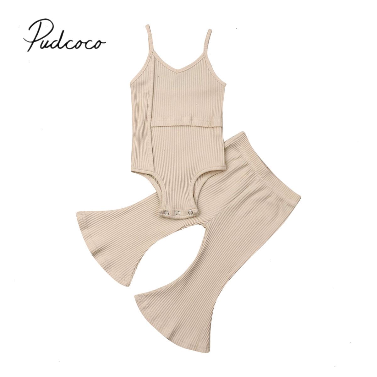 

Baby Summer Clothing Newborn Set Girl Solid Sleeveless Romper Top Long Bell Pants Bottoms Outfits Ribbed Clothes Sets 0-3y, Red