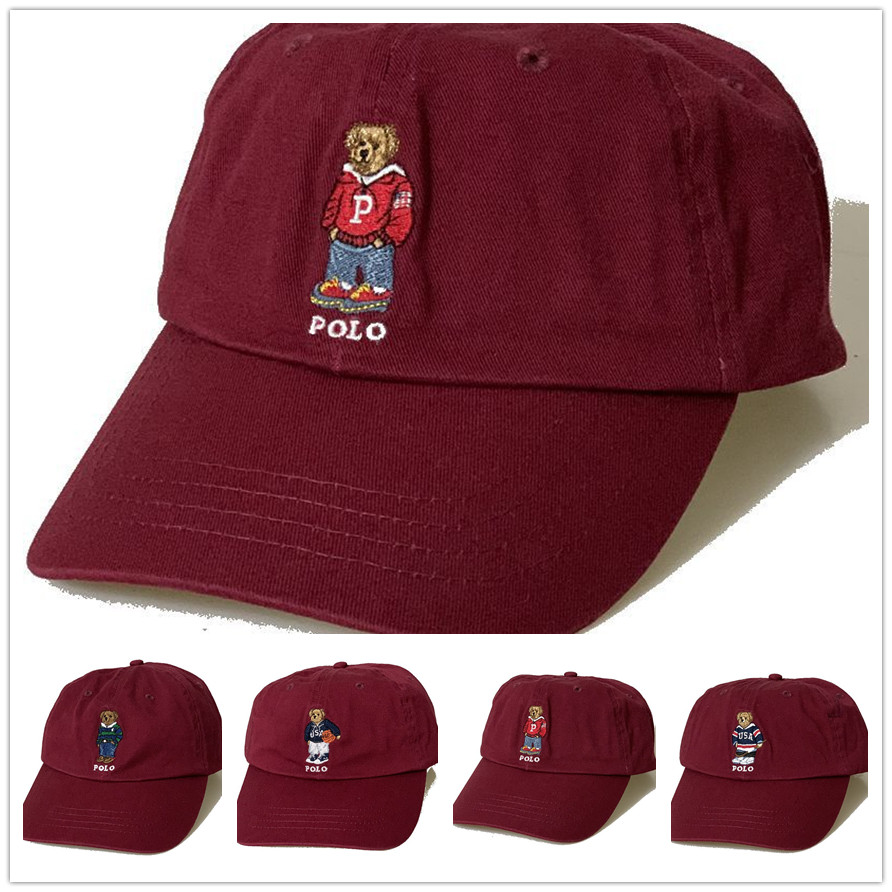 

Free Freight Colors Polo Cap arrival bone Curved visor Casquette baseball Cap Snapback Bear dad for men hip hop, Red