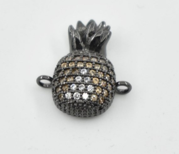 

pineapple crystal micro pave cz zircon cubic zirconia beads copper silver gold black plated bracelet accessories 4yrsd