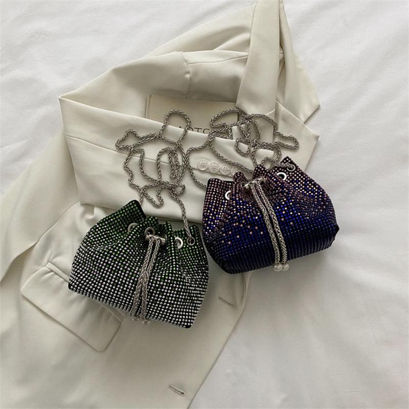 

Evening Bags Fashion Women Crossbody Creative Drawstring Solid Color Top-Handle Bag Winter PU Leather Ladies HandbagEvening, Green