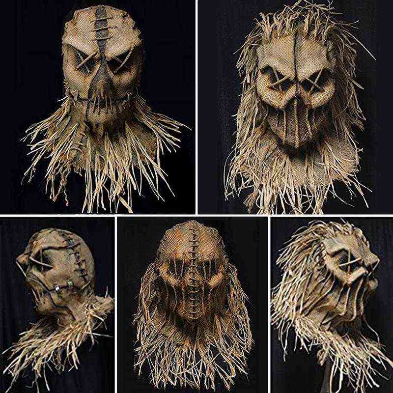 

Halloween Scarecrow Head Cover With Gloves And Hat Halloween Costume Headgear For Masquerade Party Cosplay Scary Scarecrow Mask T220727