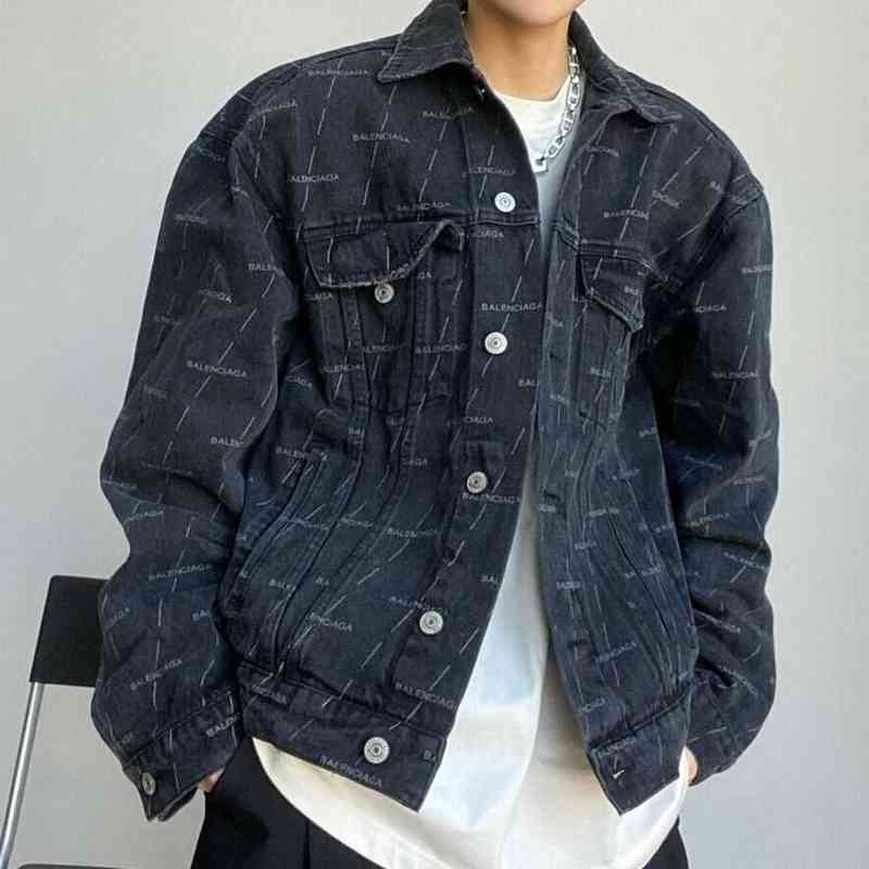 

Paris balencigas denim jackets High Quality Twill Over Print 22 Spring New Letters Cowboy Versatile Men' and Women' Lovers' Jacket, Picture color;three standards;high