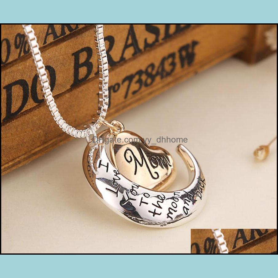 

Pendant Necklaces Pendants Jewelry Heart I Love You To The Moon And Back Mom Necklace Mother Day Gift Wholesale Fashion Ship Drop Delivery