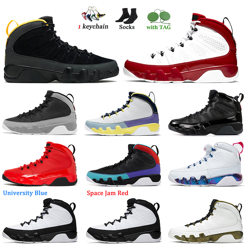 2022 New Fashion Women Mens Jumpman 9 9s Basketball Shoes With Socks Designer Sneakers University Gold Blue Chile Gym Red Particle Grey Space Jam