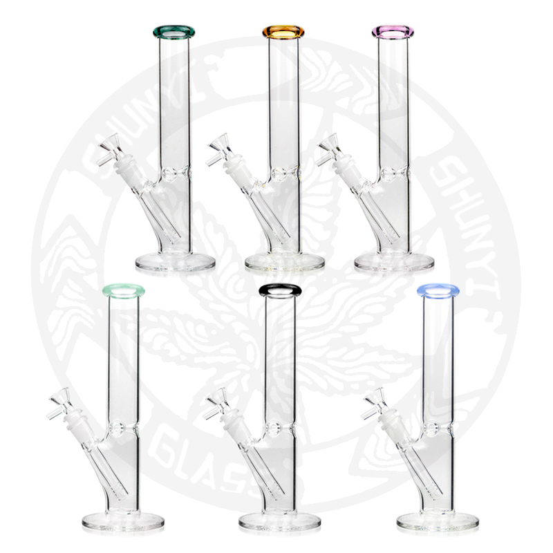 

10 inches classic bong hookah clear straight tube glass smoking water pipe dab rig 14.4 mm joint