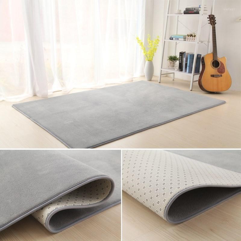 

Carpets Thicken Non-slip Coral Velvet Floor Fleece Rug Mats Carpet Doormat Water Absorption Sofa Memory Foam Bedroom Living Room, Gray