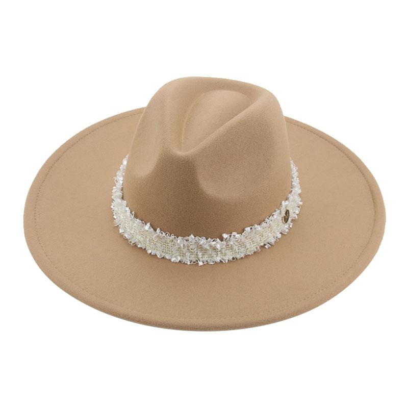

Berets Fedoras Hats For Women Big Brim 9.5cm Wide Panamas Women's Hat Luxury Band Wedding Street Dancer 2022 Chapeau FemmeBerets BeretsB, Khaki