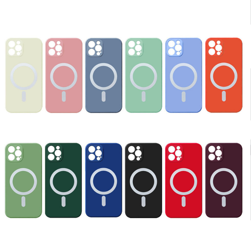 

Magnetic Cell Phone Cases Silicone For iPhone 12 11 13 Pro Max Mini XS X XR 7 8 Candy Shockproof Magnetic Case Cover, Purple