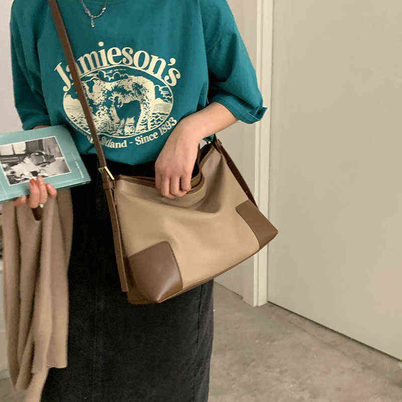 

Factory Online Export Designer Bags Handbag Women's and New Fashion Contrast Color Underarm Versatile Messenger Tote, Khaki