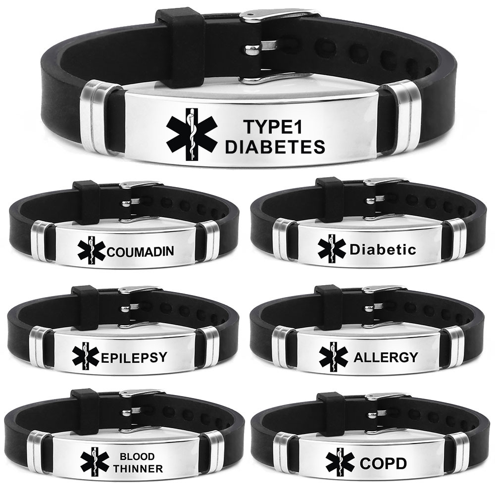 

Warning Bracelet Type 1 Diabetes Stainless Steel Silicone Bracelet