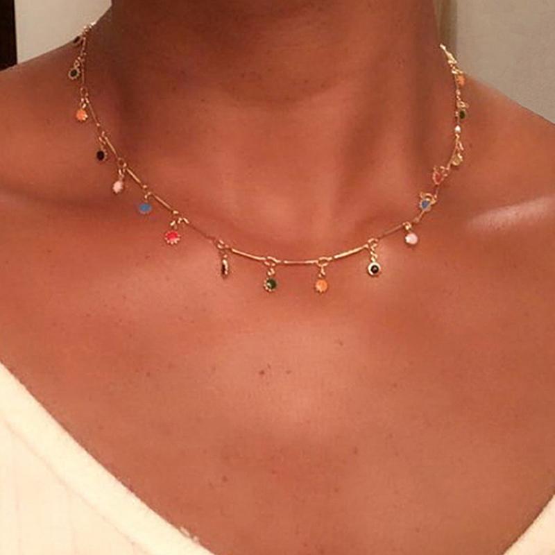 

Chokers Dainty Colorful Charms Necklace Minimal Dangle Sunflower Choker Jewelry For WomenChokers