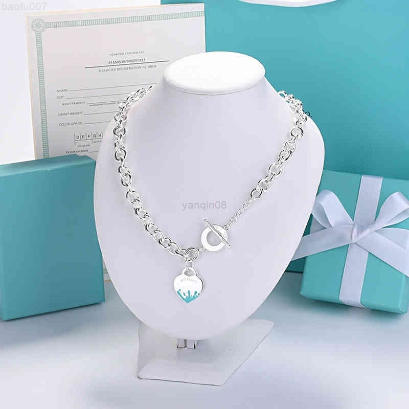 

Enamel Love Female Collarbone Necklace S925 Sterling Silver Love Light Luxury Niche Design Necklace High-end Valentine's Day Birthday Gift G220725