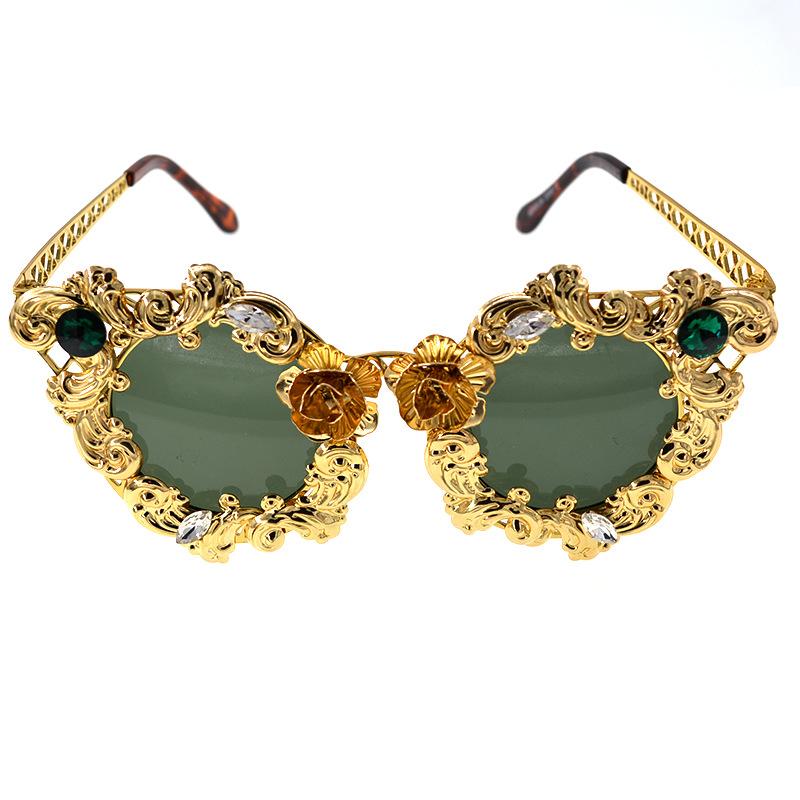 

Sunglasses Gold Metal Hollow Out Rhinestones Diamond Crystal Women 2022 Luxury SunglassesSunglasses