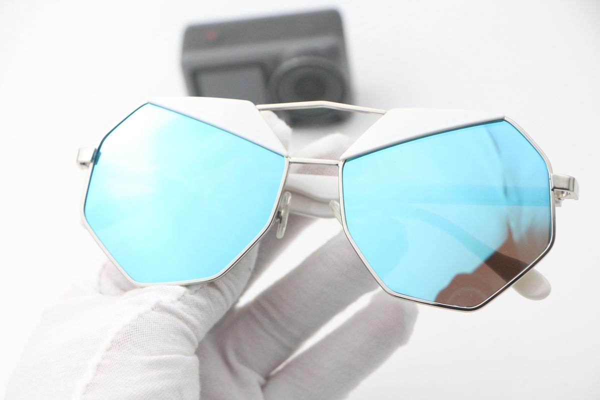 

Sunglasses White Glasses Frame Blue Reflective Lenses Ladies Large Prom, White;black