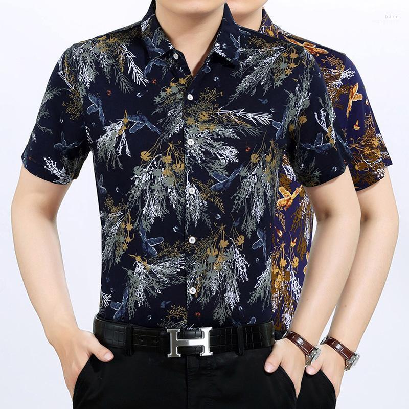 

Men' Casual Shirts Summer Floral Print Men Shirt 2022 Beach Wear Short Sleeve Cotton Fitness Hawaiian Holiday TopsMen, Blue