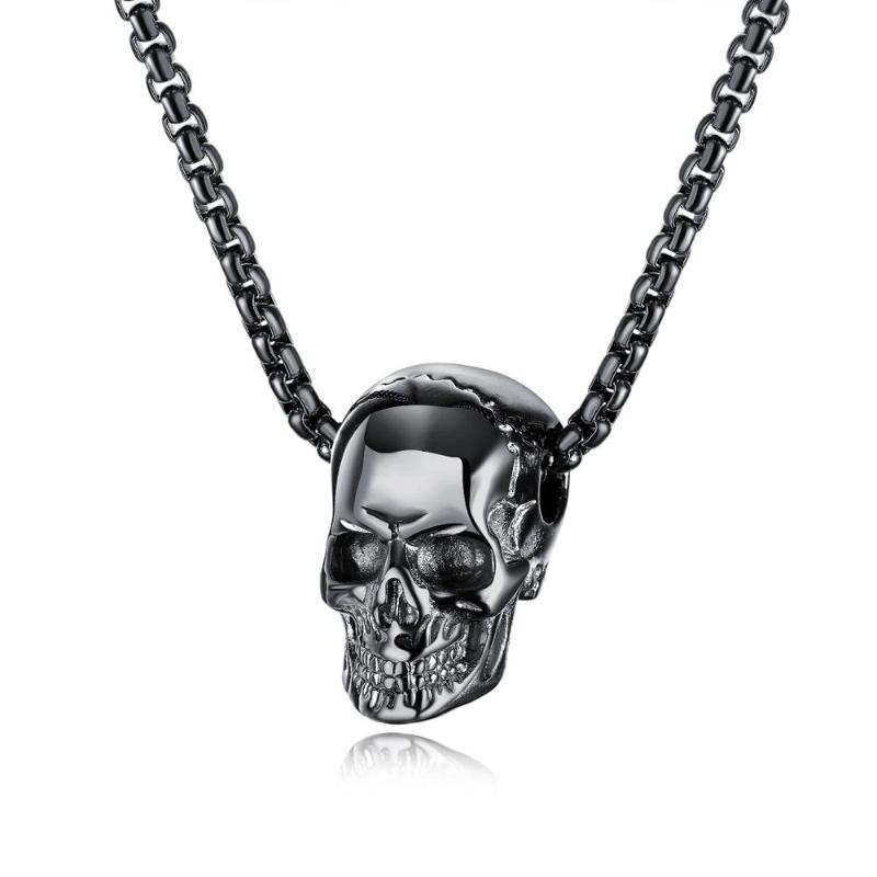 

Pendant Necklaces Hip Hop Human Skeleton Stainless Steel Necklace For Men Punk Box Chain Male Jewelry Gift Drop 3 ColorPendant