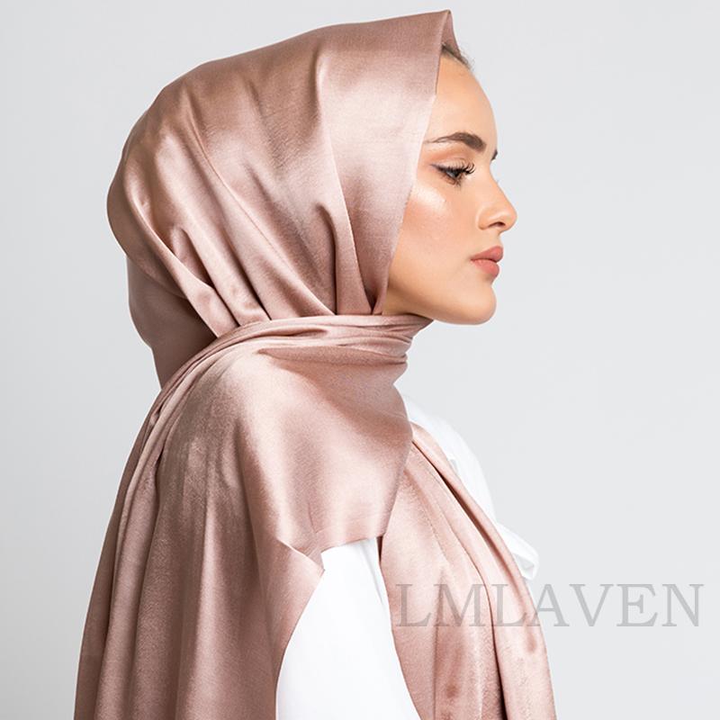 

Scarves Premium Shimmer Silk Satin Hijab Scarf Women Luxury Medine Veil Muslim Shiny Shawl Women's TippetScarves
