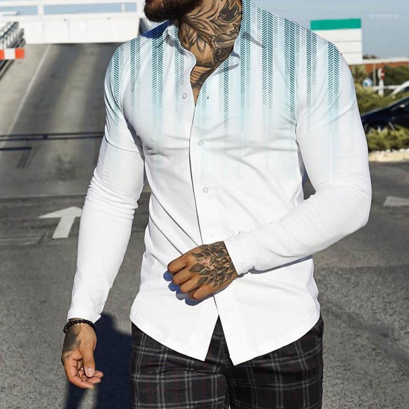 

Men' Casual Shirts Exchange Men Autumn Winter Single Breasted Lapel Full Print Beach Long Sleeve For PackMen' Eldd22, Mint green