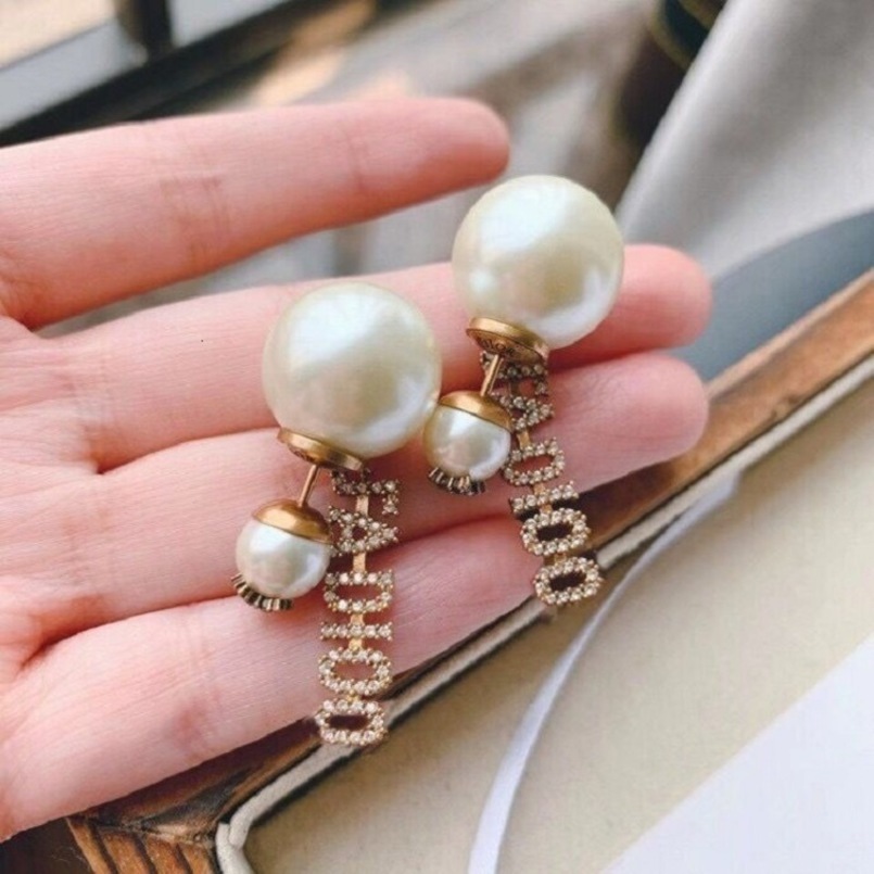 

NEW designer 2021 jewelry D home / Dijia new letter jadio with diamond size Pearl Earrings selected high quality Earrings FHYK