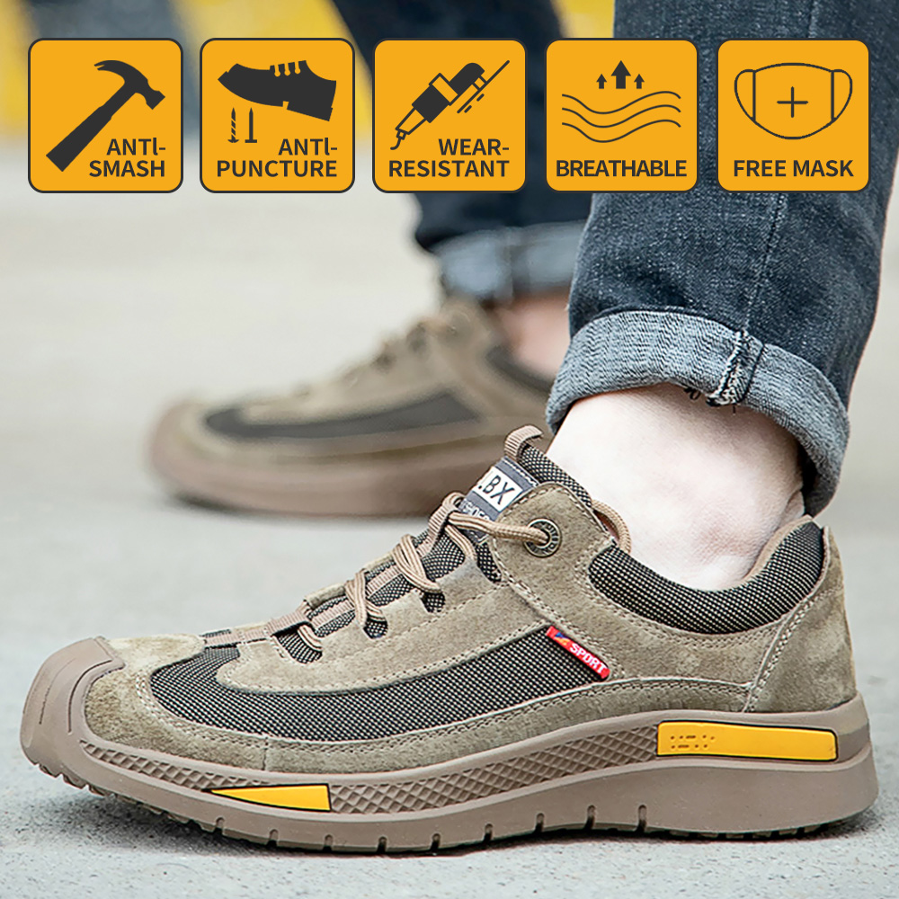 

Working Shoes Men Steel Toe Anti-Smashing Puncture Proof Soft Light Breathable Comfortable Indestructible Protective Boots, 206 safety boots