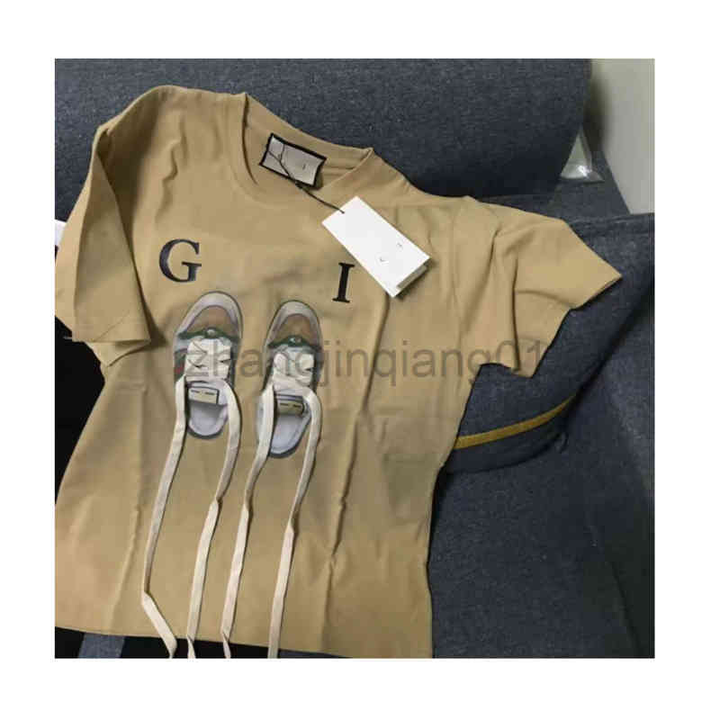 

Designer Gg T Shirt Vintage Oversized Luxe Fashion Spring Summer New Pure Cotton Dirty Shoes Pattern Ancient Home Elace Loose Large Men's And Women's CC TShirt, Black (strap shoes)