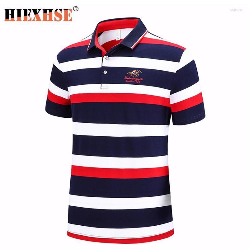

Men's Polos Striped Shirts Men Summer Casual Brand Horse Embroidery Label High Quality Cotton T-Shirts Short Sleeve Tops Tee MenMen's Men'sM, Blue
