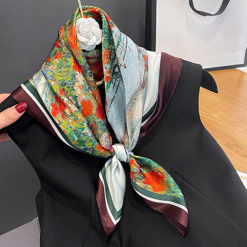 

Scarves Luxury 100 % Natural Silk Scarf Women Neck Scarfs Office Lady Foulard Kerchief Bandana Shawl Square Wrap Spring HijabScarves