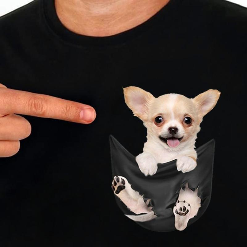 

Men' T-Shirts Pet Dog T-Shirt Fashion Brand Summer Pocket Chihuahua 3D Printed For Women Shirts Hip Hop Tops Funny Cotton TeesMen