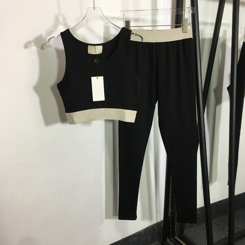 

Fashion Letters Weave Vest Pants High Elasticity Women Tracksuits Sets Summer Slim Designer Ladies Two Piece Set, Black
