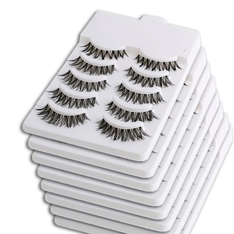 

False Eyelashes 50Pairs Black Natural Long Handmade Makeup Eye Lashes Extension Beauty Cross Wholesale&DropshipFalse