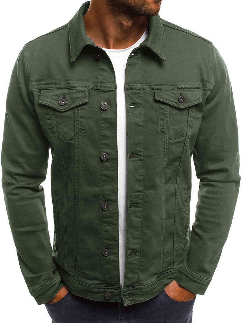 

2021 Solid Color Jeans Jackets Men Fashion Autumn Slim Mens Casual Denim Coats Turn-down Collar Streetwear, Skyblue