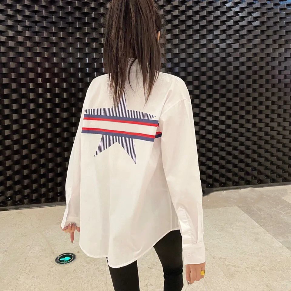 

2022 spring and Autumn Printed women's Shirts long edition Loose luxury blouses for ladies designer, Desiccant