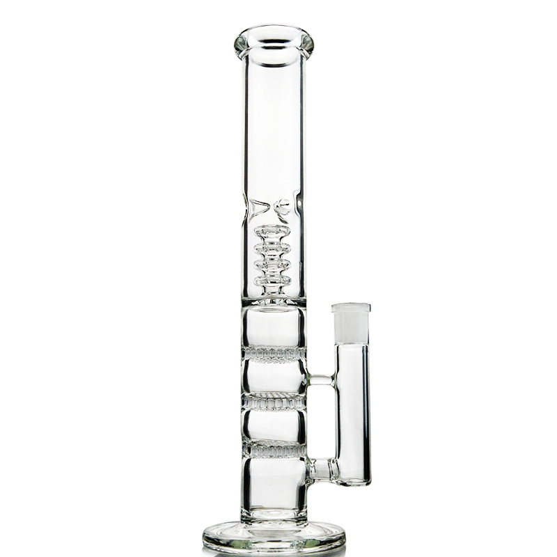 

12 Inch Straight Tube Hookahs Glass Bongs Triple BeeComb Perc Birdcage Percolator Water Pipes Green Blue Clear Dab Rig 18mm Joint Oil Rigs
