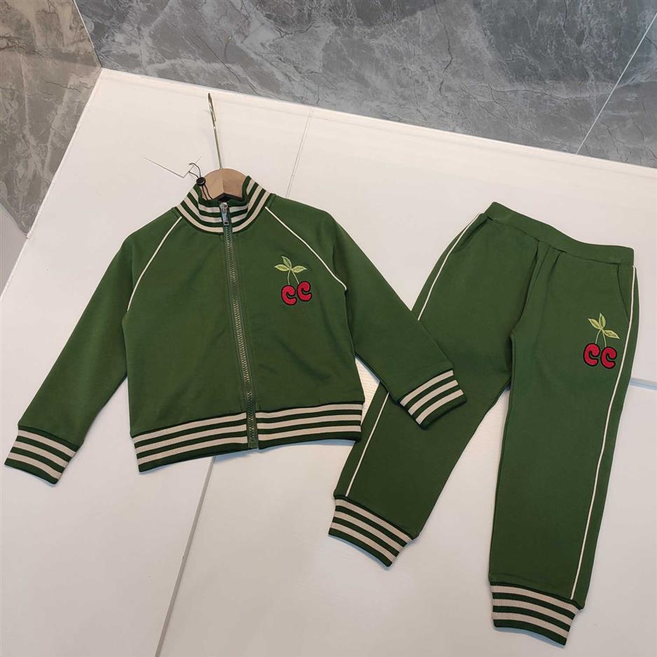 

designer kids green jackets trousers sets childrens autumn round neck tracksuit clothing long sleeve trousers set girls sports we277H, 03