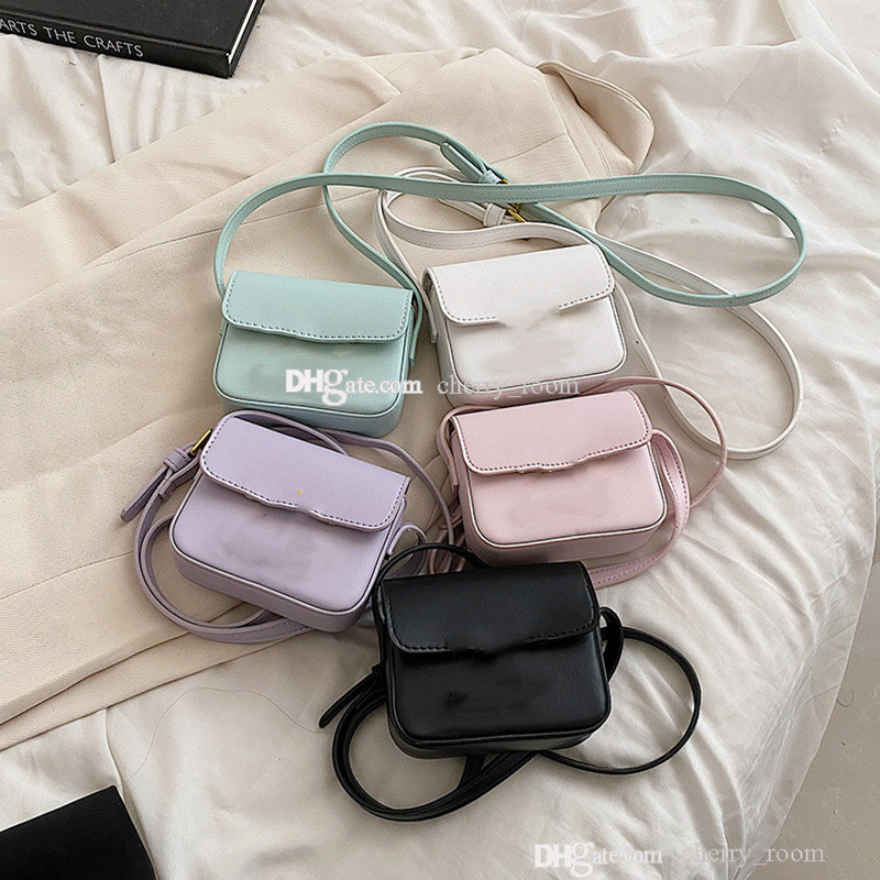 

Children designer mini change purse 2022 pure color Metal Buckle zero wallets small square bag fashion baby girls cross-body bags F1090, Pink