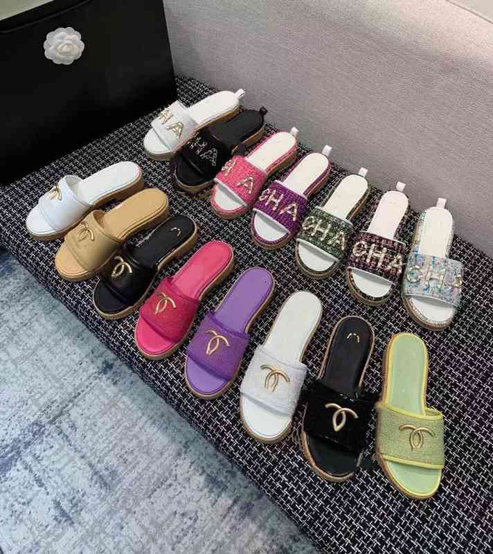 

High version Sandals C family small fragrance thick bottom embroidered one line slippers women wear versatile beach Roman shoes and heel 10GY, 2# shoe box