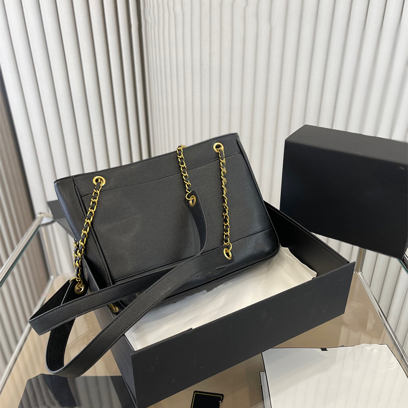 

2022 New Retro Double Chain Tote Bags Big French Designer Handbags Leather Large Capacity Diamond Lattice Quilted Luxury Black Crossbody Shoulder Wallet