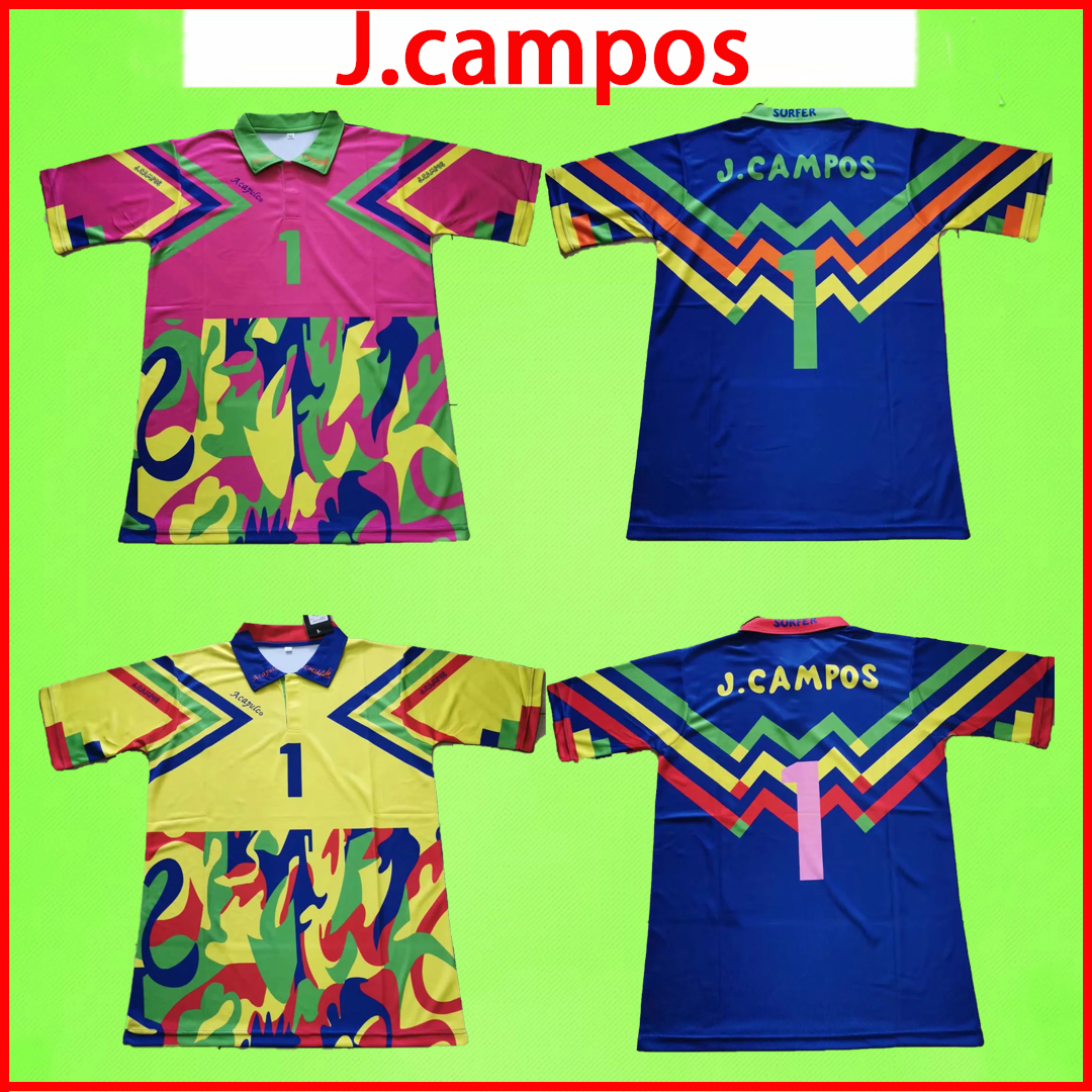 

Jorge Campos #1 Retro goalkeeper soccer jersey J.Campos green yellow classic short sleeve vintage football shirt Maillot Uniform Camisa de futebol, #1 j.campos pink