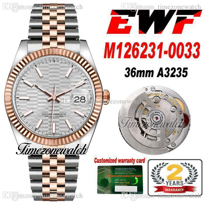 

EWF 36mm 126231 A3235 Automatic Mens Watch Two Tone Rose Gold Silver Fluted Dial 904L Steel JubileeSteel Bracelet With Warranty Card Super Edition Timezonewatch R03, Custom warranty card
