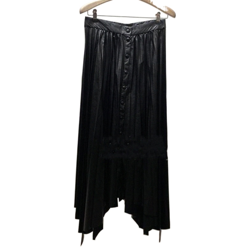 skirts Irregular Women Pleated Casual Fashion Buttons Ladies Long Skirt T9cW#-image-790072611