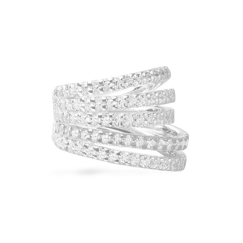 

Clip-on & Screw Back SLJELY Fashion Real 925 Sterling Silver White Five Hoop Circles Ear Cuff Paved Cubic Zirconia Sliding Clip Earring Wome