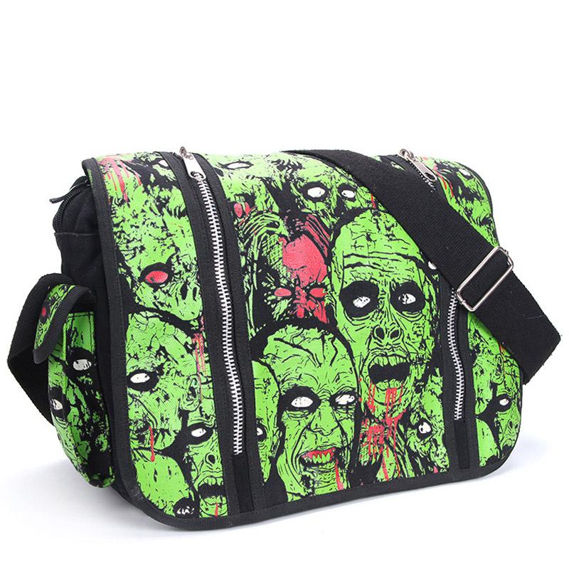 

Evening Bags Zombie Attack Green Gothic Waterproof Shoulder Cross Messenger School Work BagEvening