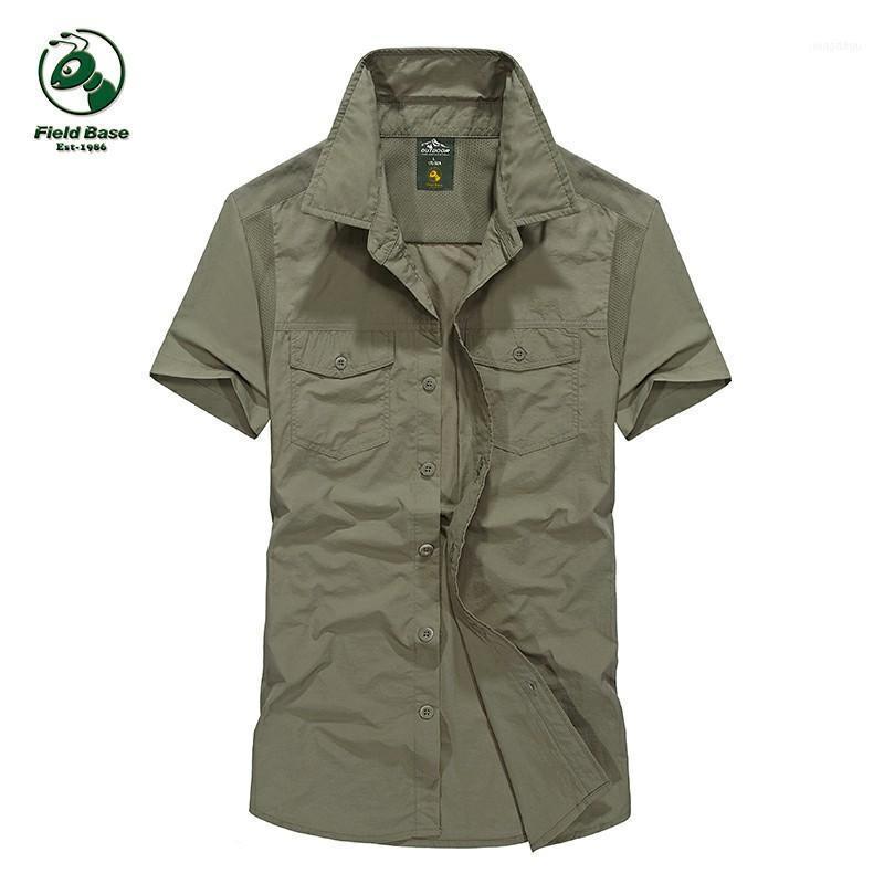 

Wholesale- Shirt Men Short Sleeve Casual Shirts Mens 2022 Summer Leisure Fashion Quick-drying Quick Dry Fast FIELD BASE1, Dark blue
