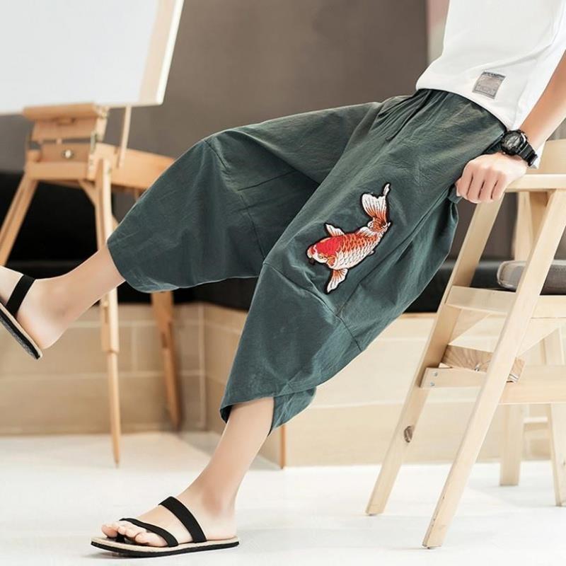 Pantalons pour hommes été mince coton lâche jambe large hommes thaïlandais éléphant pantalon décontracté homme sarouel japon kimono imprimé haraj