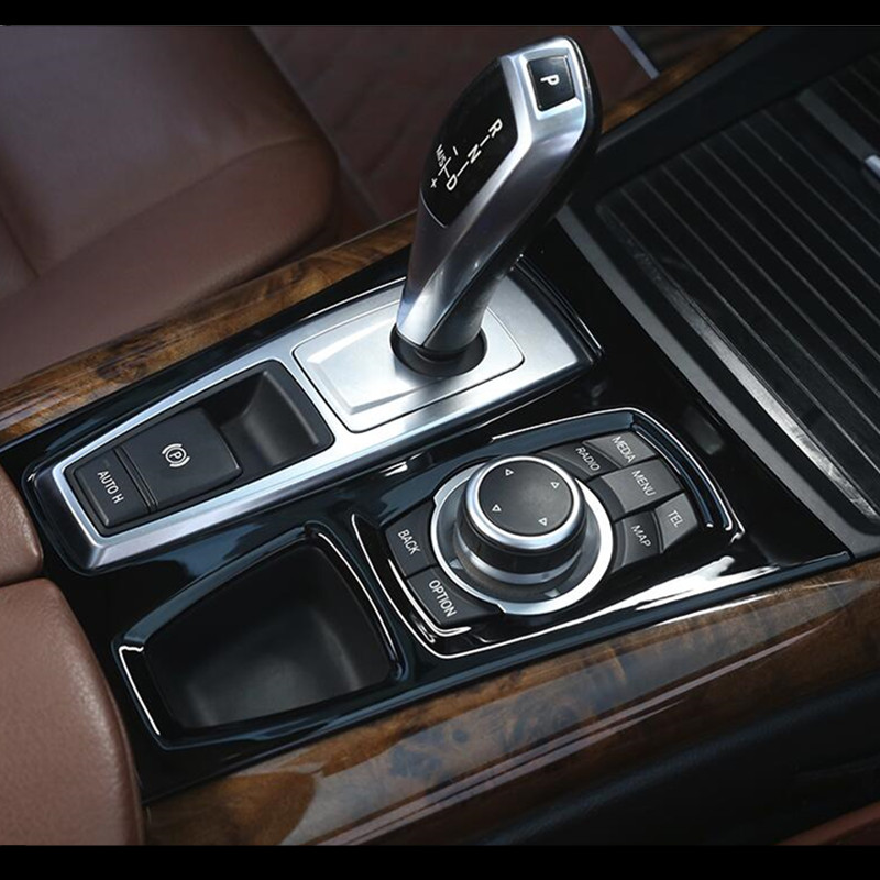 

Black Center Console Gear Shift Panel Decoration Cover Trim For BMW X5 E70 X6 E71 2008-2014 LHD Stainless Steel Car Styling