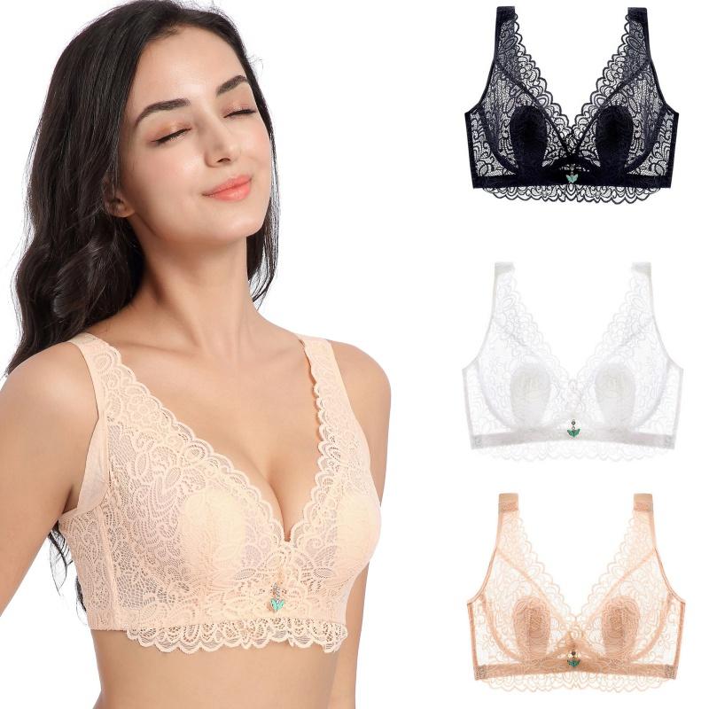 

Bras Womens Perspective Lace Sexy Lingerie Plus Size Bralette Thin Ear Cup Push Up For Women Brassiere Underwear, Black