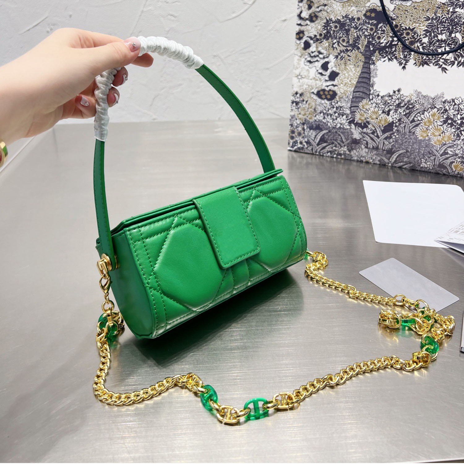 

Ladies Casual Shoulder Bags High Quality Luxury Leather Rectangle Mini Messenger Bag Fashion Style Shopping Essential Wallet 19X10cm XB50052, With box