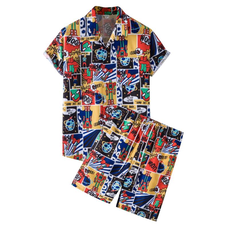 

Men's Tracksuits Small Mens Suit Men Summer Fashion Top Short Pants Casual Hawaiian Beach Sleeve Shirt White 3 Piece SuitMen's, Red